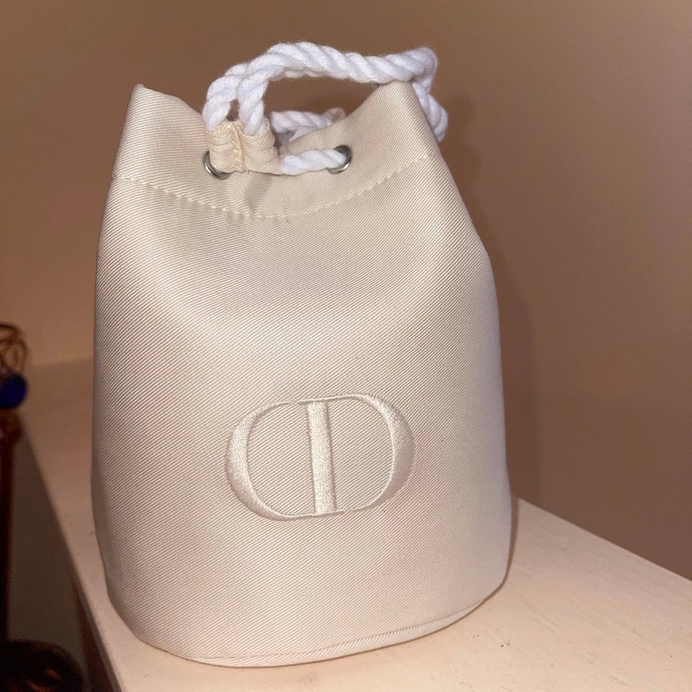 Dior Cream Drawstring Makeup Pouch